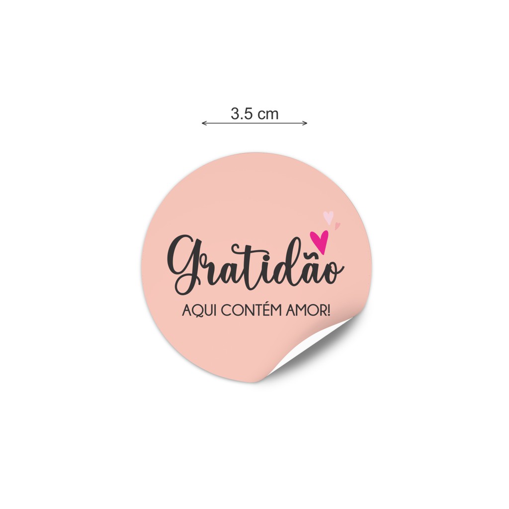 150 Etiquetas Adesiva Gratidão (Agradecimento pela Compra) Aqui Contém Amor / Encomendas, Saco Kraft - Imagem 4