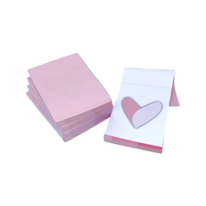 5 Blocos c/ 100 Folhas Para Anotações / Rascunho / Coração Rosa