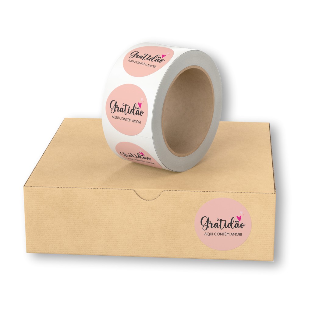 150 Etiquetas Adesiva Gratidão (Agradecimento pela Compra) Aqui Contém Amor / Encomendas, Saco Kraft - Imagem 5
