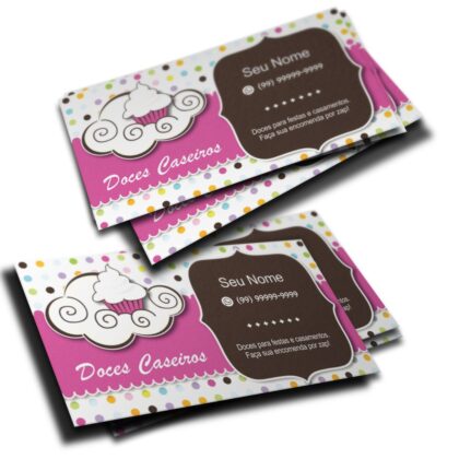 Cartão De Visita Doceria, Doce de Pote, Salgados, Festa, Bolo, Boleira, Cupcake  (Pct 500 ou 1000 Unidades)