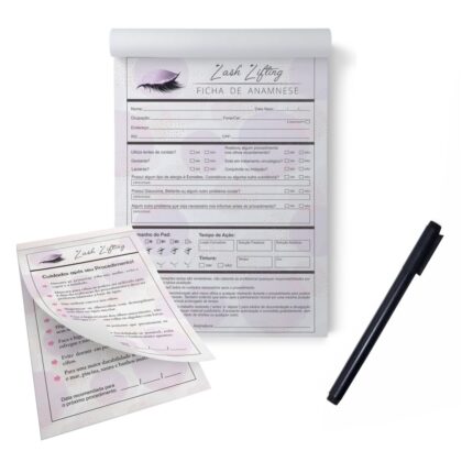 Kit Bloco Ficha De Anamnese + Cuidados Lash Lift / Lifting / Permanente Cílios