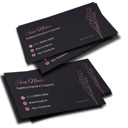 Cartão De Visita Esteticista, Estética, Clinica de Estética, Estética Facial e Corporal, Massoterapia, Massagem, Massagista, Drenagem Linfática, Limpeza de Pela, Depilação, Depiladora, Cuidados com o Corpo (Pct 500 ou 1000 Unidades)