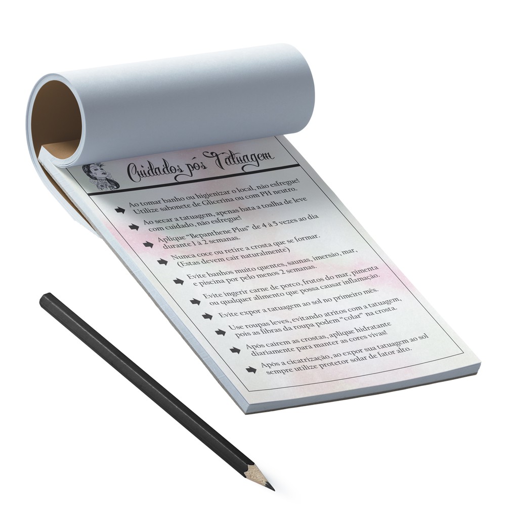 Kit Bloco Ficha De Anamnese + Cuidados Tatuagem / Tatoo / Tatuador - Imagem 3