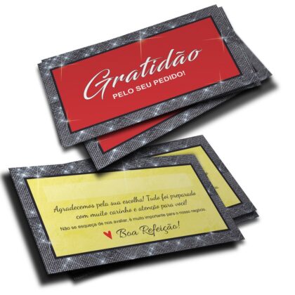 Cartão de Agradecimento / Obrigado / Gratidão Pedido Delivery, Fast Food Para Colar Saco Kraft