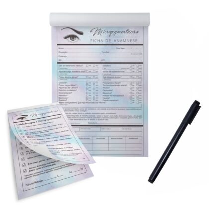 Kit Bloco Ficha De Anamnese + Cuidados Micropigmentação Micro