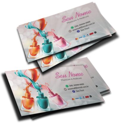 Cartão De Visita Manicure, Alongamento Unhas, Esmalteria, Nails Design (Pct 500 ou 1000 Unidades)