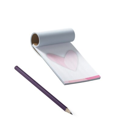 Bloquinho c/ 100 Folhas Para Anotações / Rascunho / Coração Rosa