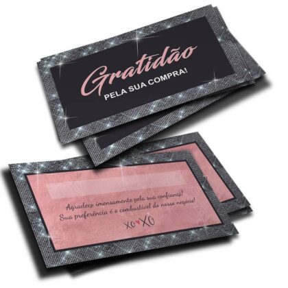 Cartão de Agradecimento Rose (Obrigado / Gratidão pela sua Compra) Pct 100