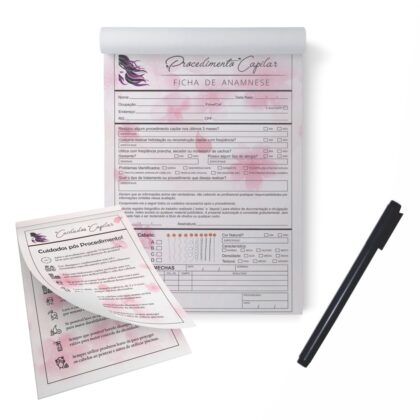 Kit Bloco Ficha De Anamnese + Cuidados Capilar / Salão de Beleza / Cabelereiros
