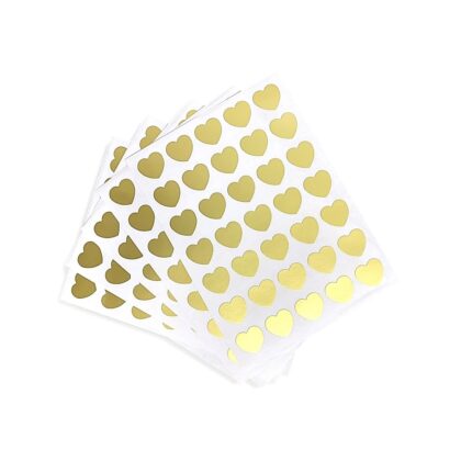 500 Adesivos Coração Dourado Metalizado para presentes, envelopes, cartas, saquinhos ou enfeite