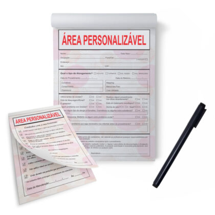 Kit Bloco Anamnese + Cuidados Cabeçalho Personalizado