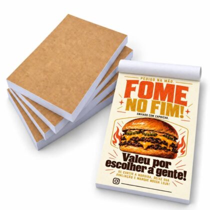 5 Blocos (500 Fls) Agradecimento / Gratidão Pedido Delivery Compra Hamburguer Hamburgueria Burguer