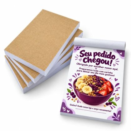 5 Blocos (500 Fls) Agradecimento / Gratidão Pedido Compra Açaí Açaiteria Acai