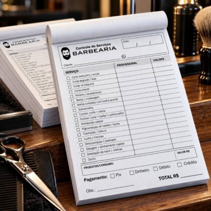 Bloco 100 Folhas Comanda Atendimento Para Barbearia Barbeiro