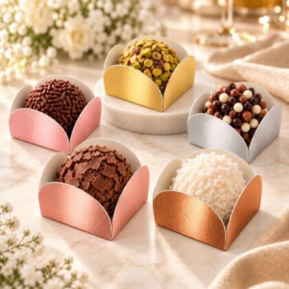 50 Forminhas Doces Metalizada Festas, Casamento, Debutante, 15 Anos,  Rose Gold, Dourado (Ouro), Prateado, Cobre, Rosa