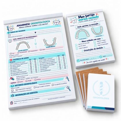 Kit Blocos Anamnese + Cuidados + Rascunhos para Dentistas, Odontologia, Odontológico