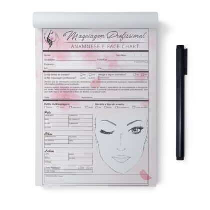 Bloco Ficha Anamnese e Face Chart Maquiagem / Makeup