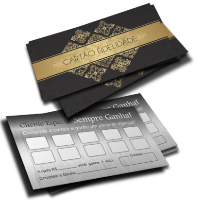 Kit 50 Cartões Fidelidade Mod5(Arabesco) + 250 Selos Adesivos Beijo