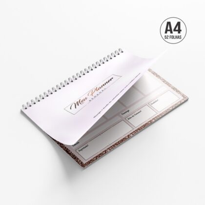 Planner/Planejador de Mesa Semanal Permanente A4 52 Folhas Sulfite 90g c/ Wire-o e Capa