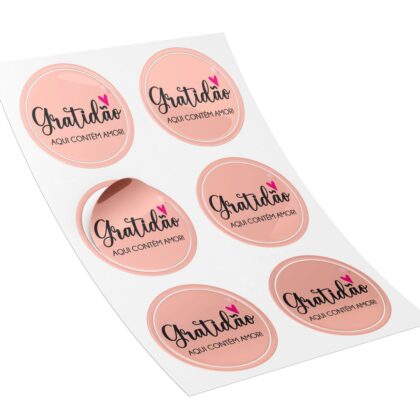 150 Etiquetas Adesiva Gratidão (Agradecimento pela Compra) Aqui Contém Amor / Encomendas, Saco Kraft