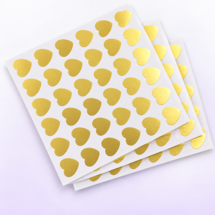 Adesivos Coração Dourado Metalizado c/ 100 unidades para presentes, envelopes, cartas, saquinhos