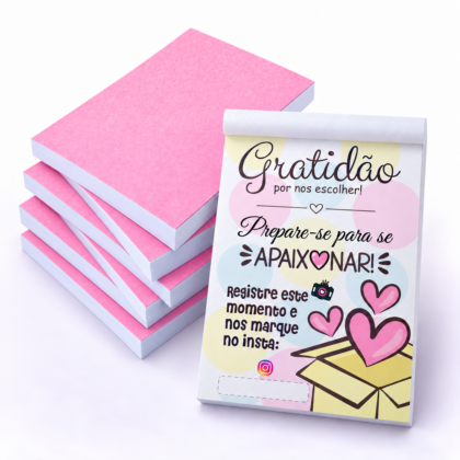 5 Blocos (500 Folhas) para Agradecimento / Gratidão pela Compra