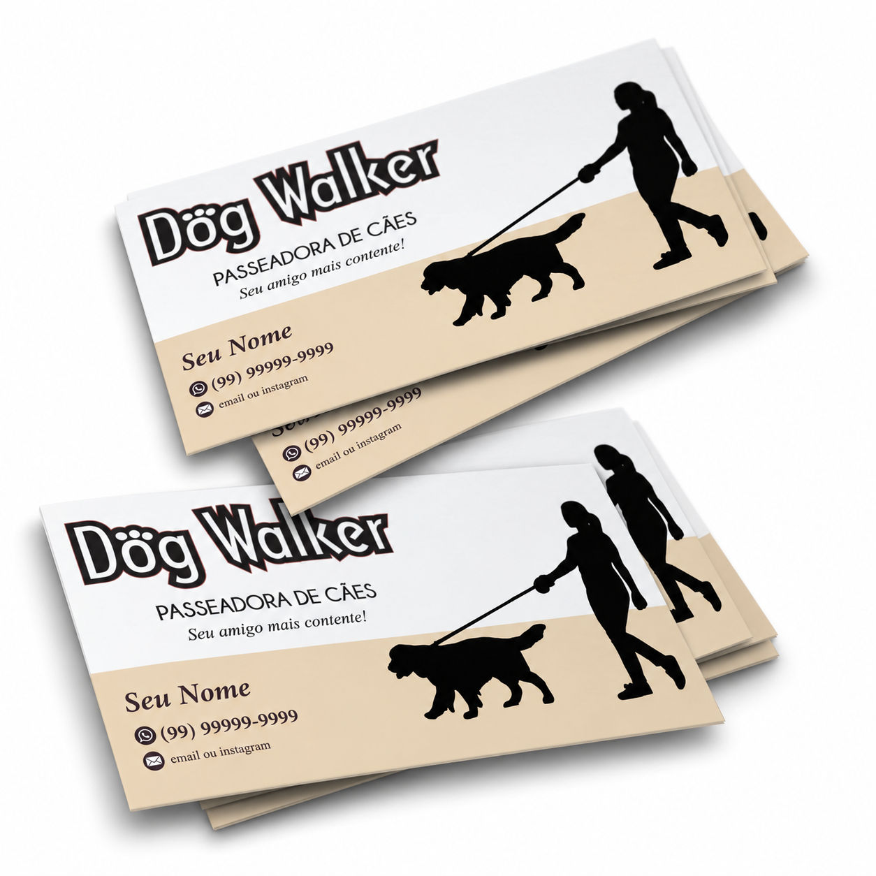 Cartão de Visita para Dog Walker — Passeador de Cães (500 ou 1000 unidades)
