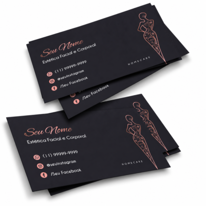 Cartão De Visita Esteticista, Estética, Clinica de Estética, Estética Facial e Corporal, Massoterapia, Massagem, Massagista, Drenagem Linfática, Limpeza de Pela, Depilação, Depiladora, Cuidados com o Corpo (Pct 500 ou 1000 Unidades)