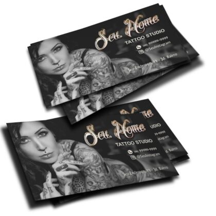 Cartão de Visita para Tattoo Studio — Preto (500 ou 1000 unidades)